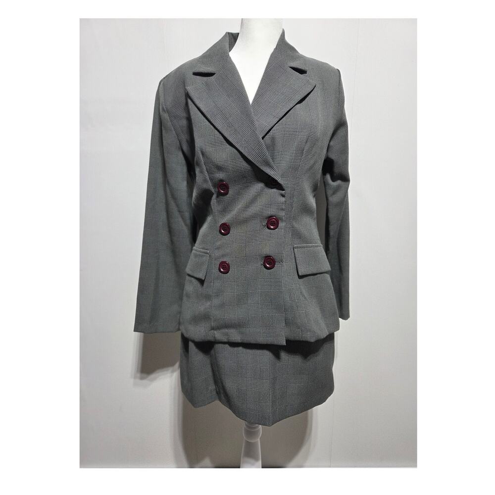City Triangles Gray Double Breasted Skirt Suit Vintage Y2K Size 5